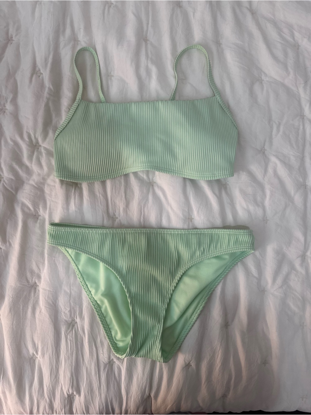 Hollister Mint Green Ribbed Two-Piece Bikini